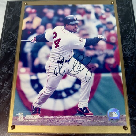 Boston Red Sox Manny Ramirez Autographed Photo Plaque MLB Baseball COA 2001 Holo - Picture 4 of 12
